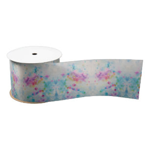 Rainbow Abstract Tie Dye Satin Ribbon