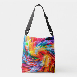 Rainbow Abstract Vibrant Swirl Modern Crossbody Bag