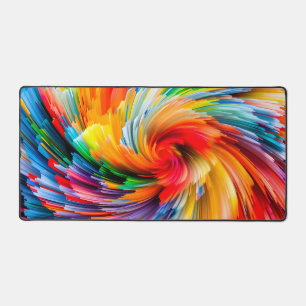 Rainbow Abstract Vibrant Swirl Modern Desk Mat