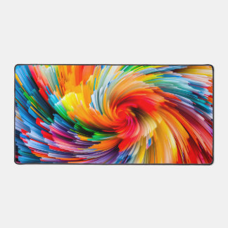 Rainbow Abstract Vibrant Swirl Modern Desk Mat