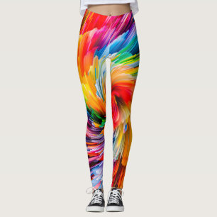 Rainbow Abstract Vibrant Swirl Modern Leggings