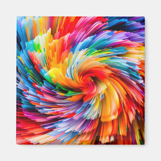 Rainbow Abstract Vibrant Swirl Modern Magnet (Front)