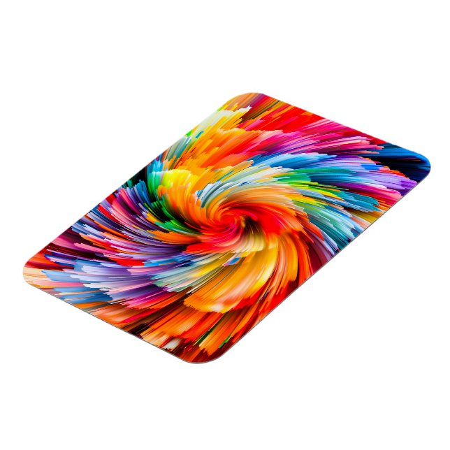 Rainbow Abstract Vibrant Swirl Modern Magnet (Left Side)