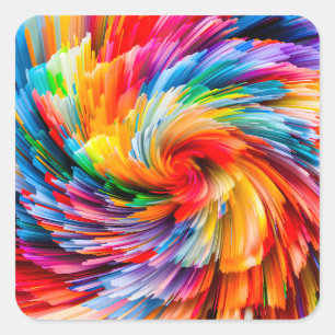 Rainbow Abstract Vibrant Swirl Modern Square Sticker