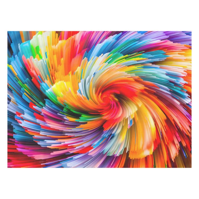 Rainbow Abstract Vibrant Swirl Modern Tablecloth (Front (Horizontal))