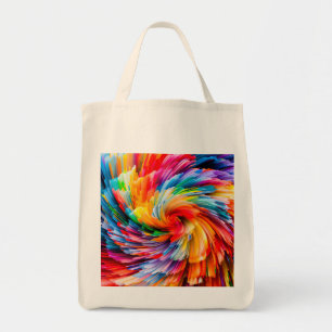 Rainbow Abstract Vibrant Swirl Modern Tote Bag