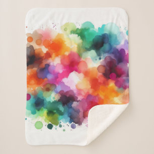 Rainbow: Abstract Watercolor Explosion Sherpa Blanket