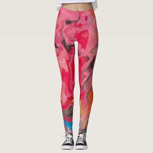 Rainbow Abstract Waterfall  Leggings (Front)