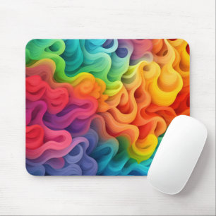 Rainbow Abstract Waves Mouse Pad