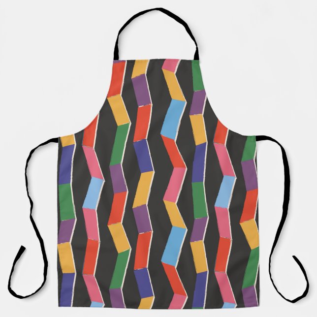 Rainbow abstract zig zag seamless pattern,hand pai apron (Front)