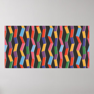 Rainbow abstract zig zag seamless pattern,hand pai poster