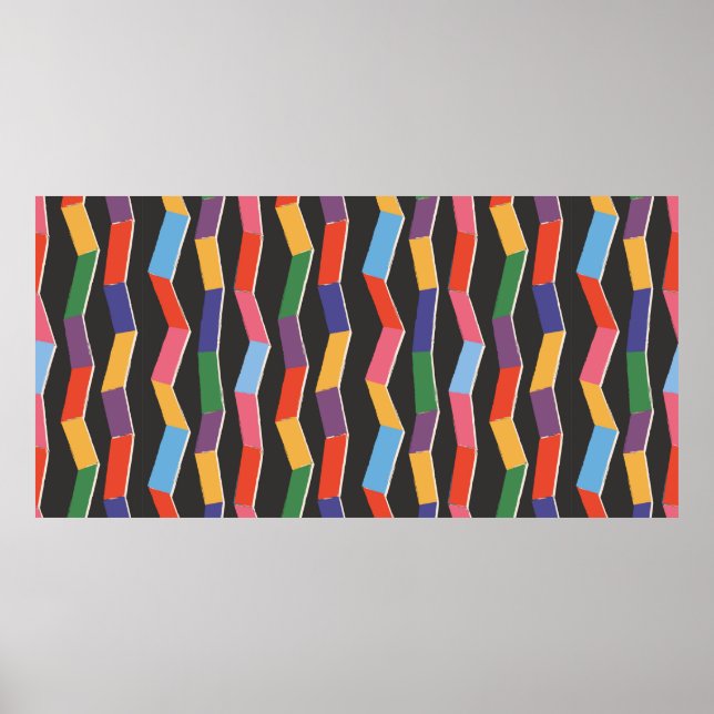 Rainbow abstract zig zag seamless pattern,hand pai poster (Front)