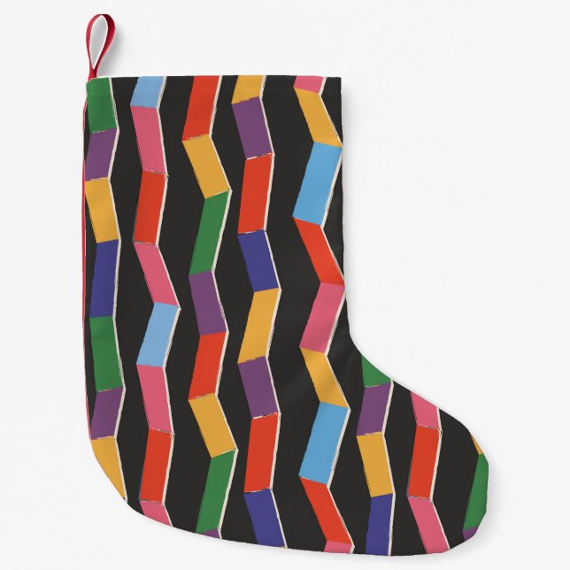 Rainbow abstract zig zag seamless pattern,hand pai small christmas stocking (Front)