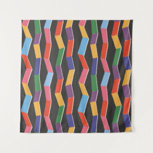 Rainbow abstract zig zag seamless pattern,hand pai tapestry