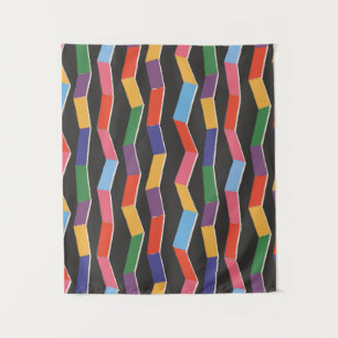 Rainbow abstract zig zag seamless pattern,hand pai tapestry