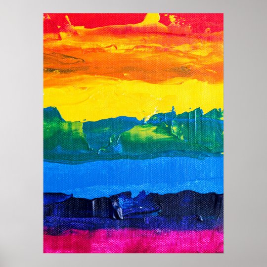 Rainbow Acrylic Painting Gay Colors Pride Flag Day Poster