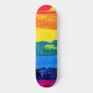 Rainbow Acrylic Painting Gay Colours Pride Flag Da Skateboard