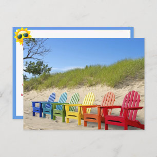 Rainbow Adirondack Beach Chairs Postcard
