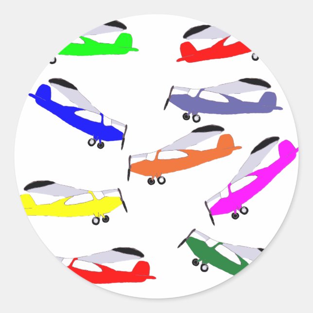 Rainbow Aeroplanes Classic Round Sticker (Front)