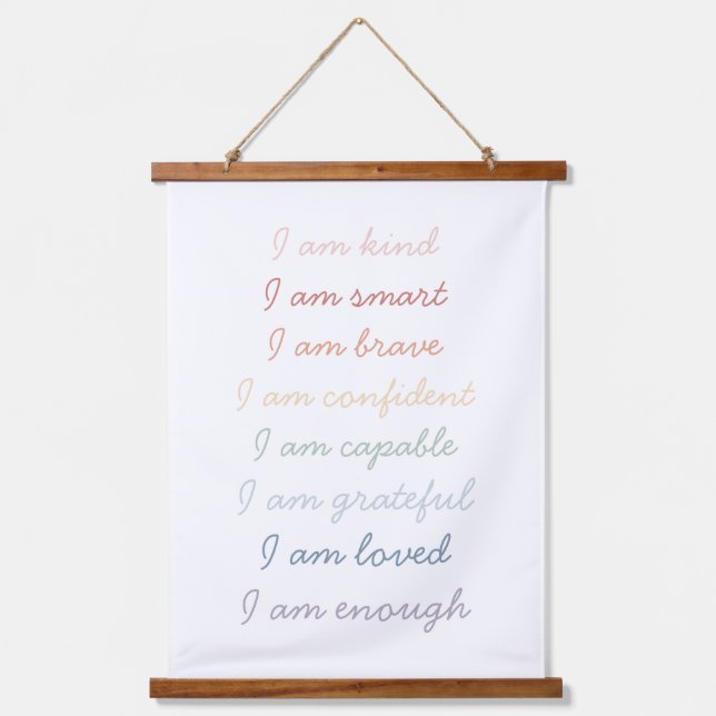 Rainbow Affirmations for Kids Hanging Tapestry (Front)