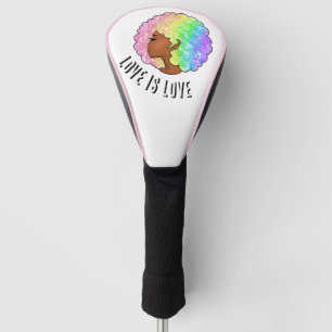 rainbow afro LGBTQ love is love pride black girl Golf Head Cover
