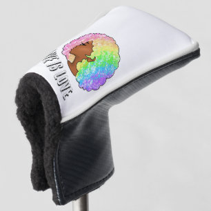 rainbow afro LGBTQ love is love pride black girl Golf Head Cover