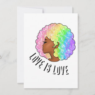rainbow afro LGBTQ love is love pride black girl Invitation