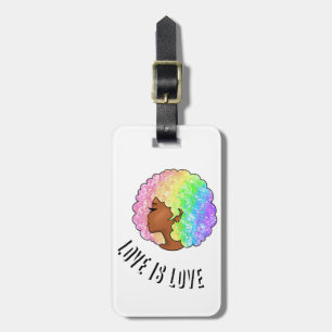 rainbow afro LGBTQ love is love pride black girl Luggage Tag
