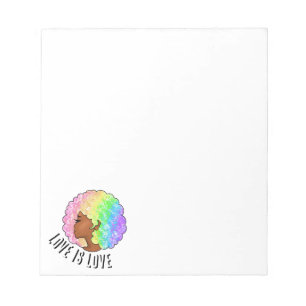 rainbow afro LGBTQ love is love pride black girl Notepad