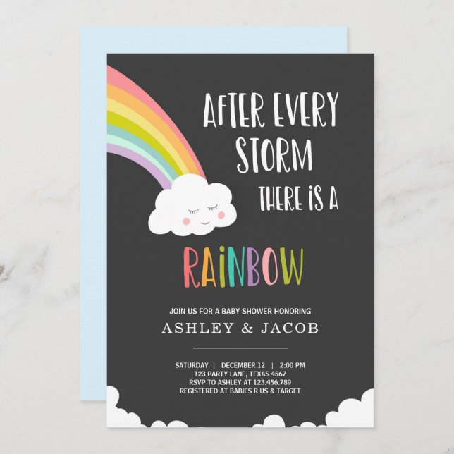 Rainbow After a Loss Boy Baby Shower Invitation (Front/Back)