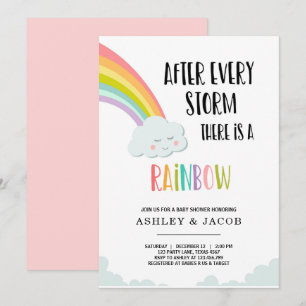 Rainbow After a Loss Girl Baby Shower Invitation