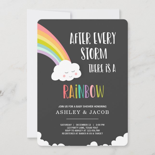 Rainbow After a Loss Neutral  Baby Shower Invitation (Front)