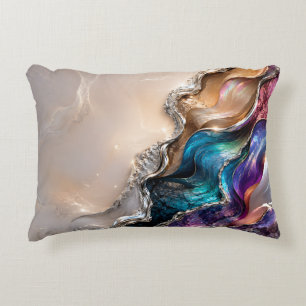 Rainbow Agate Crystal Art   Iridescent Marble Gift Decorative Cushion