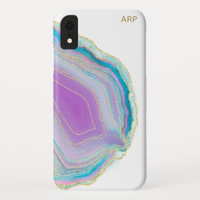 *~* Rainbow Agate Gold Glitter Pastel White Case-Mate iPhone Case (Back)