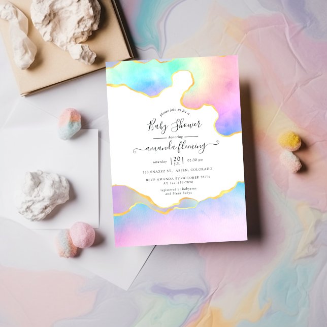 Rainbow Agate Stone Baby Shower Invitation (Creator Uploaded)