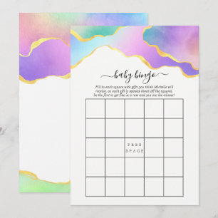 Rainbow Agate Stone Bridal Shower Bingo Invitation