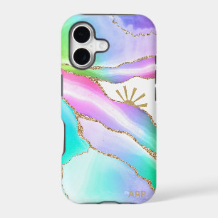 *~* Rainbow Agate Sun Rays Gold Pastel
