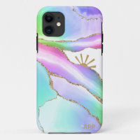 *~* Rainbow Agate Sun Rays Gold  Pastel
