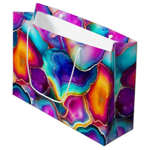 Rainbow Agate Vibrant Abstract Stone Pattern Large Gift Bag