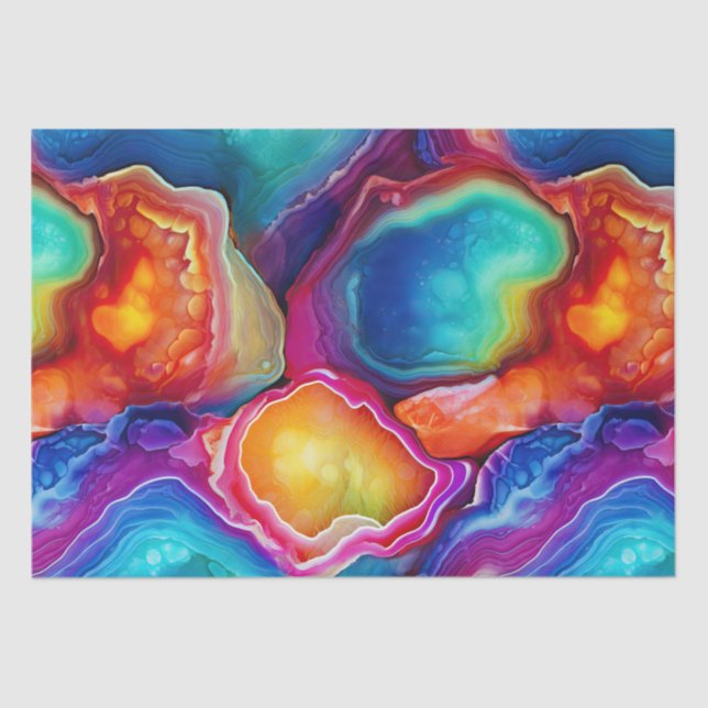 Rainbow Agate | Vibrant Abstract Stone Pattern Tissue Paper (Front)