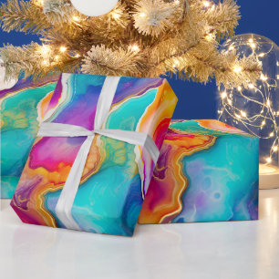 Rainbow Agate   Vibrant Abstract Stone Pattern Wrapping Paper
