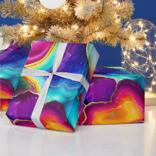 Rainbow Agate Vibrant Abstract Stone Pattern Wrapping Paper