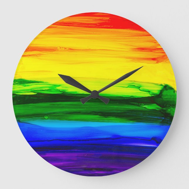 Rainbow Alcohol Ink Abstract Large Clock (Front)