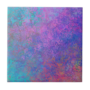 Rainbow Alcohol Ink, Bright Colourful Abstract Ceramic Tile