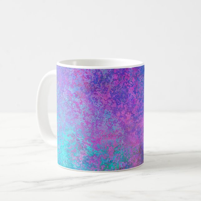 Rainbow Alcohol Ink, Bright Colourful Abstract Coffee Mug (Front Left)