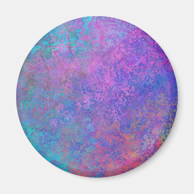 Rainbow Alcohol Ink, Bright Colourful Abstract Magnet (Front)