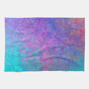 Rainbow Alcohol Ink, Bright Colourful Abstract Tea Towel