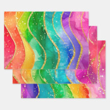 Rainbow Alcohol Ink Gold Glitter Abstract Design