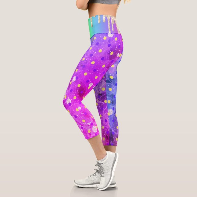 Rainbow-alcohol-ink Leggings (Left)