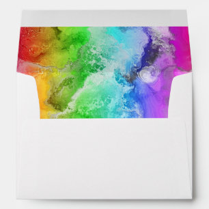 Rainbow Alcohol Ink Watercolor Envelope